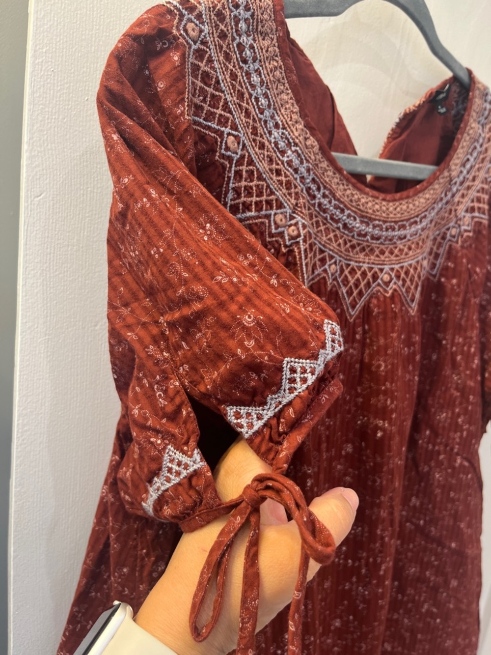 Madewell Rust Red Embroidered Boho Tunic - Picture 3 of 9